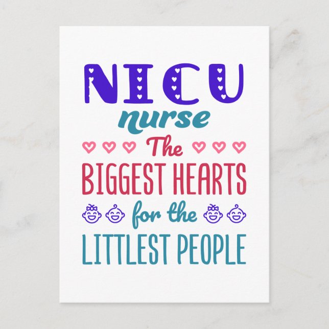 NICU Nurse Biggest Hearts for Littlest People Vykort (Framsida)