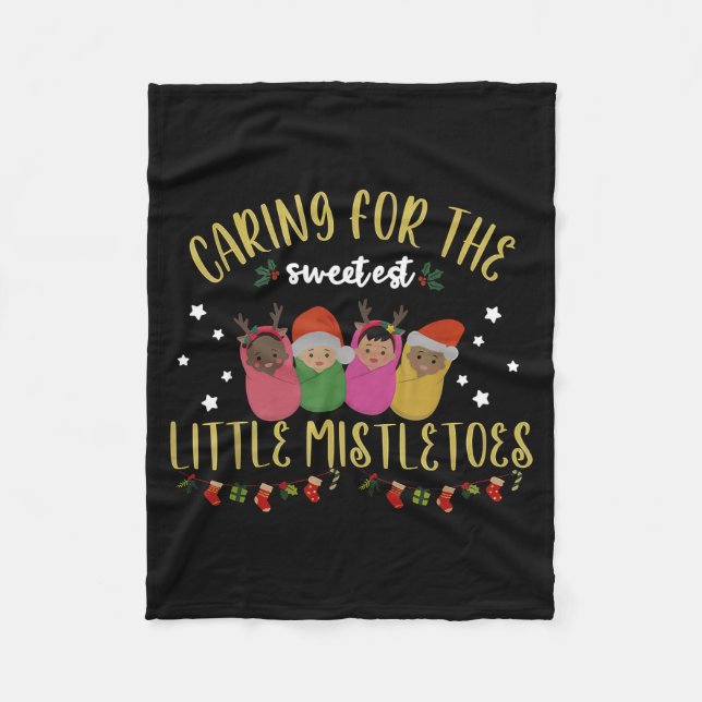 Nicu Nurse Christmas Sweetest Mistletoes Mother Ba Fleecefilt (Framsidan)