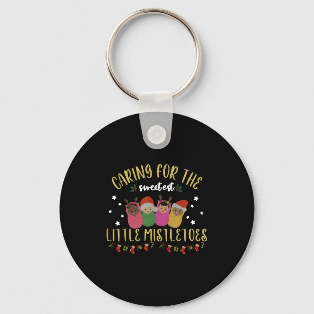 Nicu Nurse Christmas Sweetest Mistletoes Mother Ba Nyckelring (Framsida)