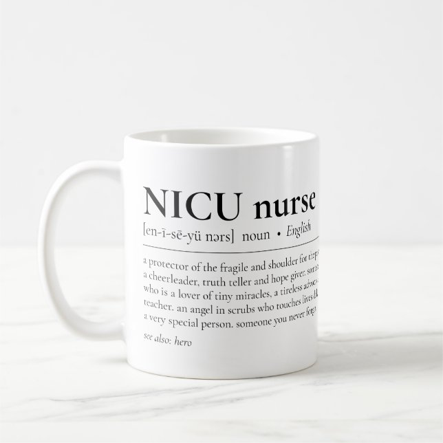 NICU Nurse Definition Neonatal Icu-avskrivning Kaffemugg (Vänster)