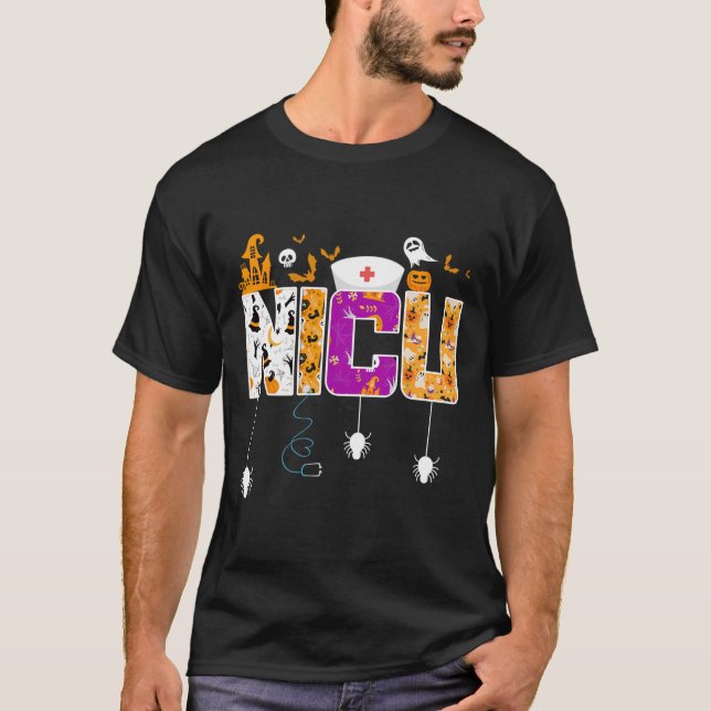 NICU Nurse Halloween Hospital Party Roligt Nursing T Shirt (Framsida)