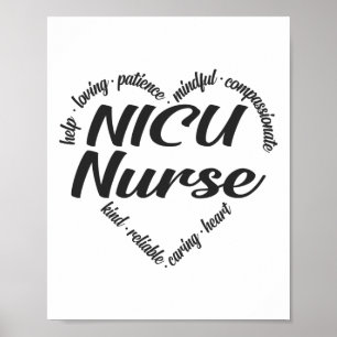 NICU Nurse Heart Ord Cloud Poster