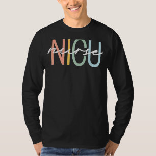 NICU Nurse ICU Neonatal Boho Rainbow Team Tiny Hum T Shirt