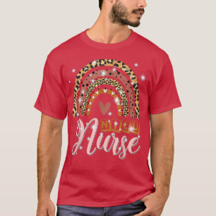 Nicu Nurse Icu Neonatal Leopard Rainbow Tiny Human T Shirt