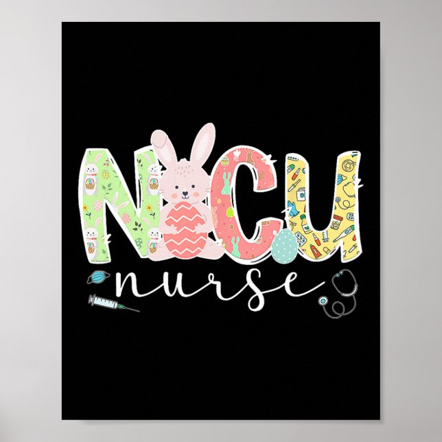 Nicu Nurse Påskhare Nicu Nursing Påsk Day Poster (Framsidan)