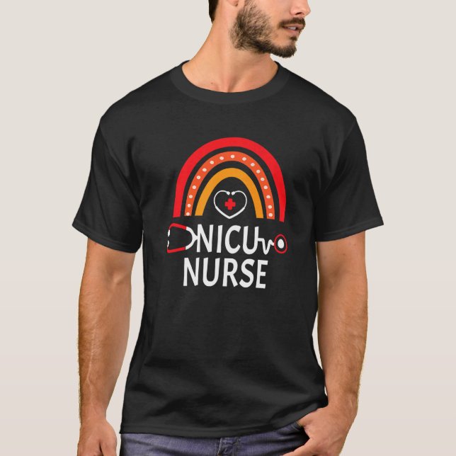 Nicu Nurse Rainbow Icu Neonatal Team Tiny Humans R T Shirt (Framsida)