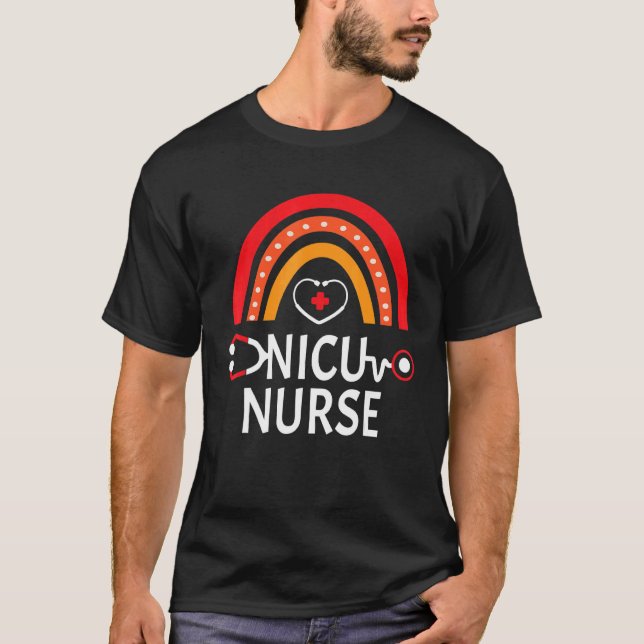 Nicu Nurse Rainbow Icu Neonatal Team Tiny Humans R T Shirt (Framsida)