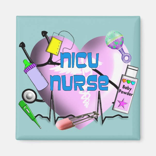 NICU Nurse Rosa Heart Design-presentationer Magnet (Framsidan)