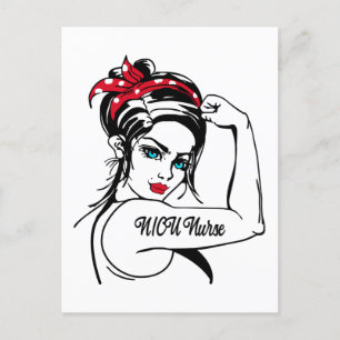 NICU Nurse Rosie Riveter Pin Up Helg Vykort