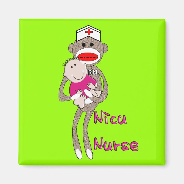 Nicu Nurse Sock monkey Design Gifts Magnet (Framsidan)
