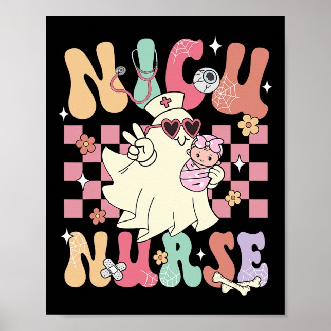 Nicu Nurse Spooky Ghost Halloween Cute Nursing Cos Poster (Framsidan)