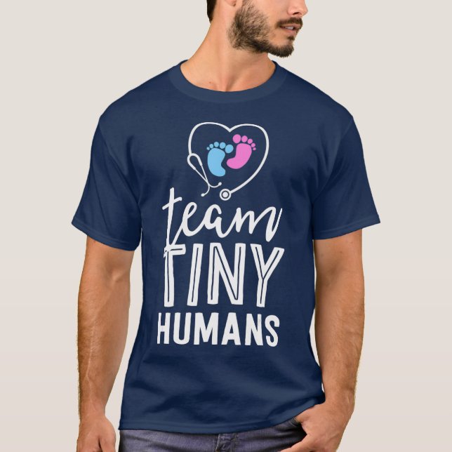 NICU Nurse  Team Tiny Humans Gift Neonatal ICU T Shirt (Framsida)
