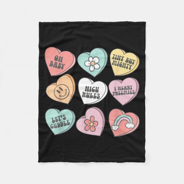 Nicu Nurse Valentine's Day Heart Candy Neonatal Ic Fleecefilt (Framsidan)