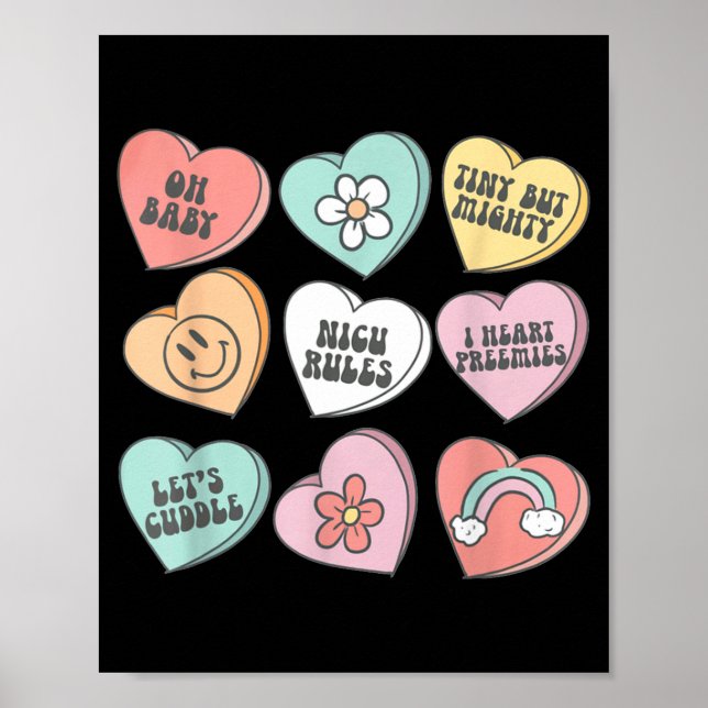 Nicu Nurse Valentine's Day Heart Candy Neonatal Ic Poster (Framsidan)