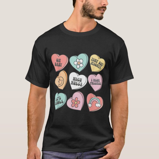 Nicu Nurse Valentine's Day Heart Candy Neonatal Ic T Shirt (Framsida)