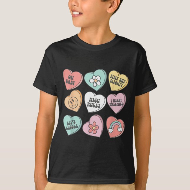 Nicu Nurse Valentine's Day Heart Candy Neonatal Ic T Shirt (Framsida)