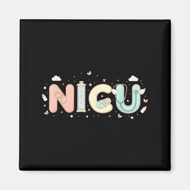 Nicu Nurse Valentine's Day Heart Stethoscope Scrub Magnet (Framsidan)
