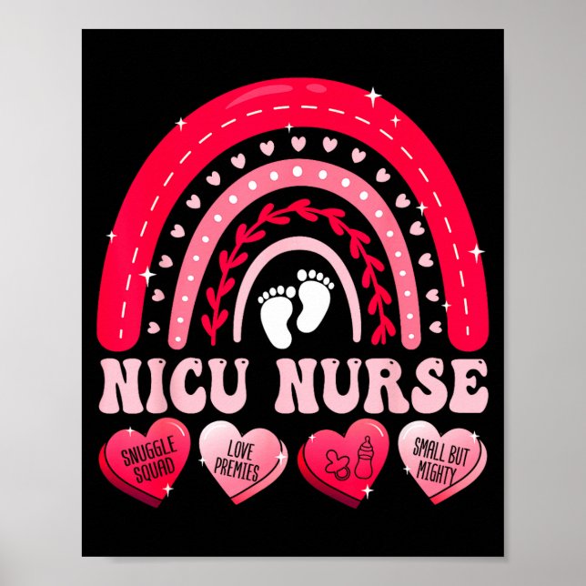 Nicu Nurse Valentines Day Rainbow Neonatal Rn Hear Poster (Framsidan)