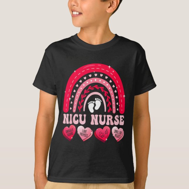 Nicu Nurse Valentines Day Rainbow Neonatal Rn Hear T Shirt (Framsida)