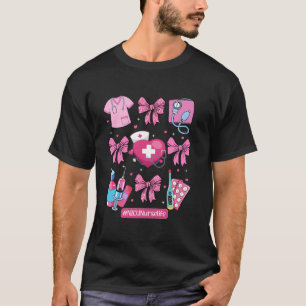 NICU Nurse Week Nurse Day Gift Coquette Bow Stetho T Shirt