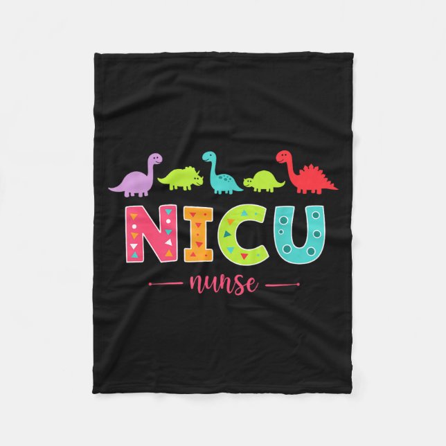 Nicu Nurse With Cute Dinosaurs Pediatric For Women Fleecefilt (Framsidan)