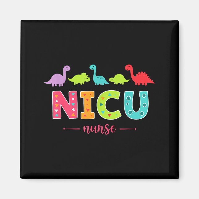 Nicu Nurse With Cute Dinosaurs Pediatric For Women Magnet (Framsidan)