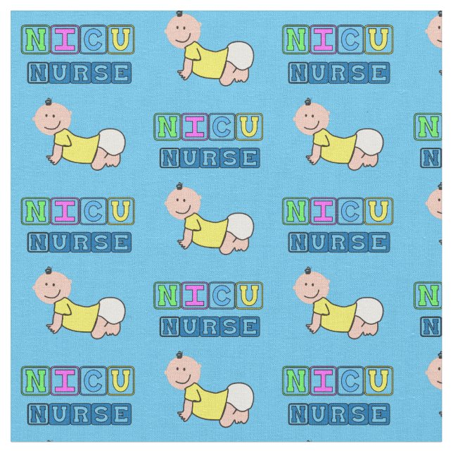 NICU-sjuksköterska Baby blue Tyg (Närbild)
