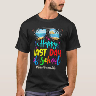 Nicu-sjuksköterska Glad Sista Dag Skola Solglasögo T Shirt