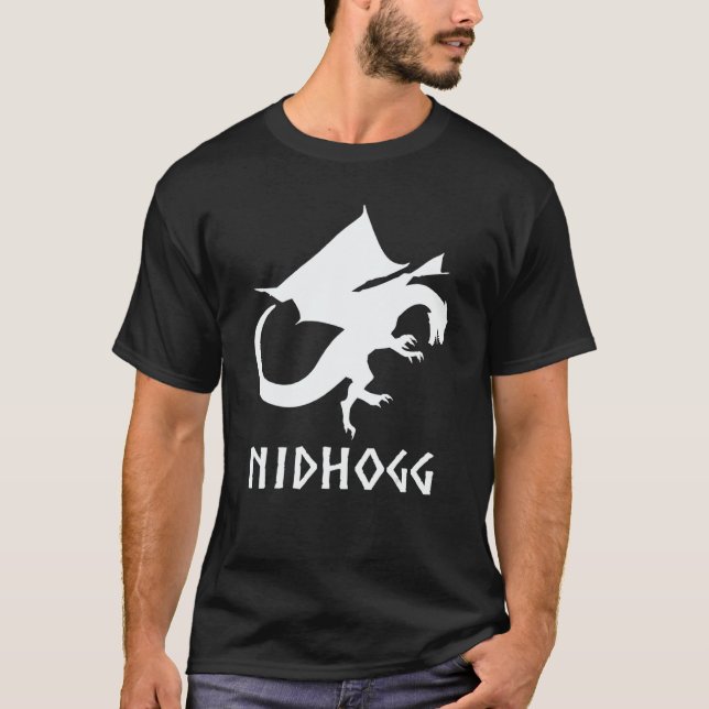 Nidhogg  Norse Mythology Dragon Yggdrasil Viking H T Shirt (Framsida)