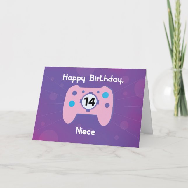 Niece 14 Year Old Birthday Gamer Controller Kort (Framsida)