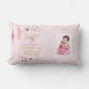 Niece 1st Birthday PHOTO and DIKT Gift Lumbarkudde