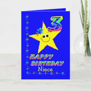 Niece 3rd Birthday Stars Kort