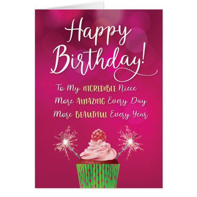 Niece Bday mer trovärdig och Fantastisk varje år Hälsningskort (Framsidan)