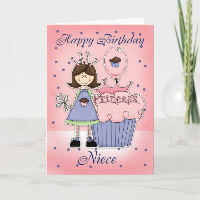 Niece Birthday Card - Cupcoa Princess Kort (Framsida)
