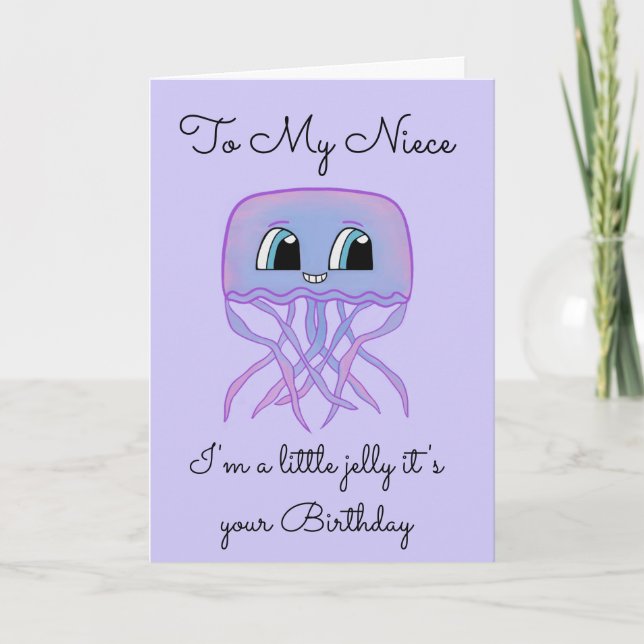 Niece Birthday Card - Cute Jellyfish Kort (Framsida)