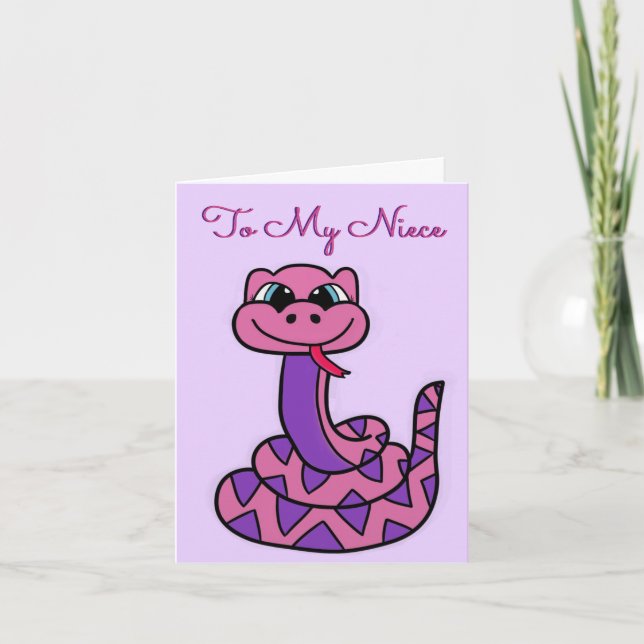 Niece Birthday Card - Funny Snake Kort (Framsida)