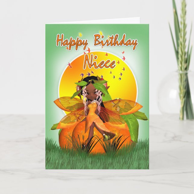 Niece Birthday Card - Moonies Citrus Fairy - Afric Kort (Framsida)