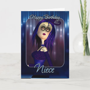 Niece Birthday Card - Moonies Cute Rag Doll Goth Kort