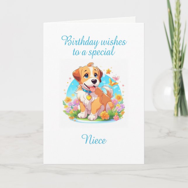 Niece Birthday Puppy Hund Kort (Framsida)