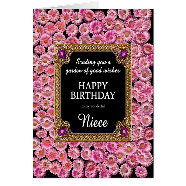 Niece Birthday Rosa Daisy Hälsningskort (Framsidan)