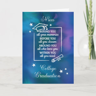 Niece College Graduation Quote Watercolor Kort