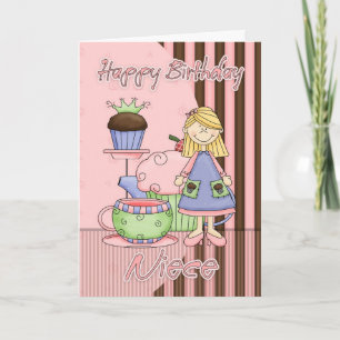 Niece Cute Birthday Card - Muffinsar och tea Kort