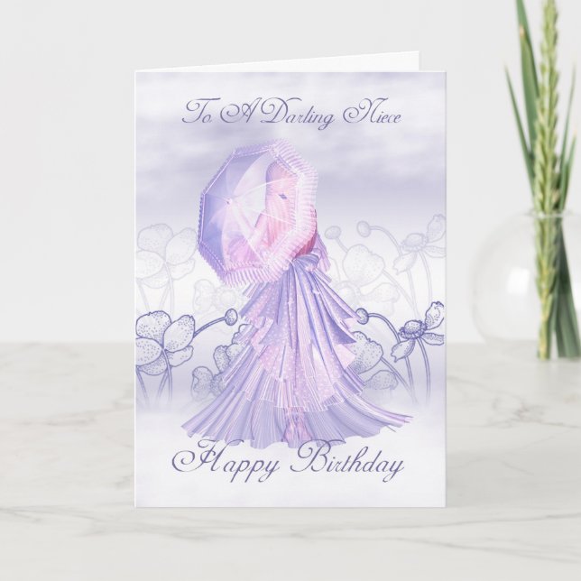 Niece Cute Feminine Birthday Card Kort (Framsida)
