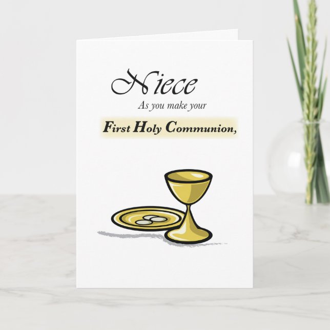 Niece First Communion Guld Chalice, Paten Kort (Framsida)
