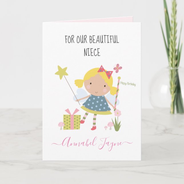 Niece-födelsedagsflickor, vismliknande kort (Framsida)