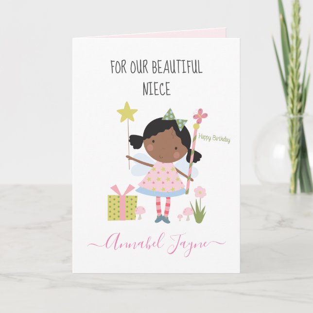 Niece-födelsedagskalkens rosa kort (Framsida)