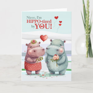 Niece Funny Hippopotamus Alla hjärtans dag Helgkort