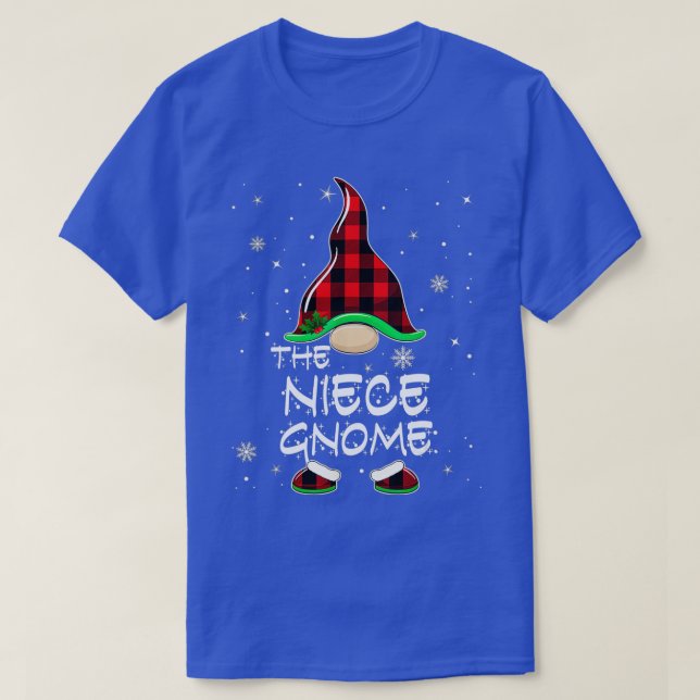 Niece Gnome Buffalo Plaid Matching Family Christma T Shirt (Design framsida)