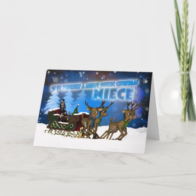 Niece Gothic-julkort, H.I.P. Och renar Helgkort (Framsida)