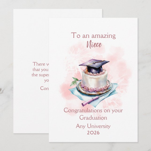 Niece Graduation Cap and Cake Congratulations (Fram/baksida)
